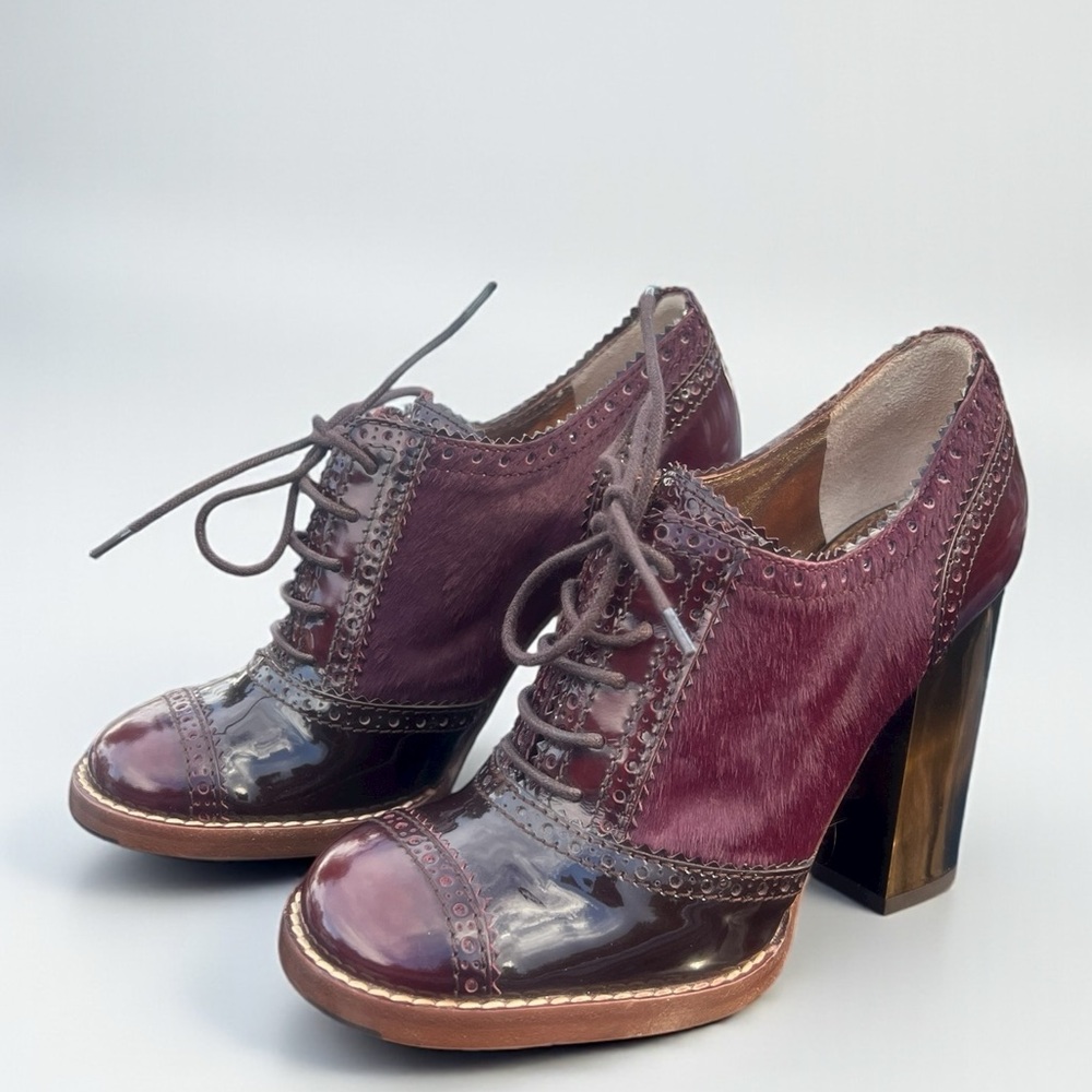 Dolce & Gabbana Pony Hair Patent Leather Oxford Heels - Size 37